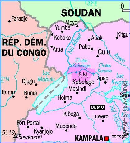 mapa de Uganda