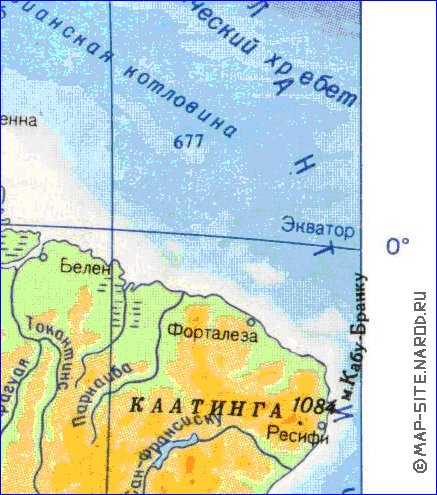 Physique carte de Amerique du Sud