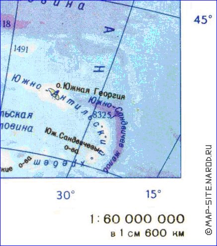 Physique carte de Amerique du Sud