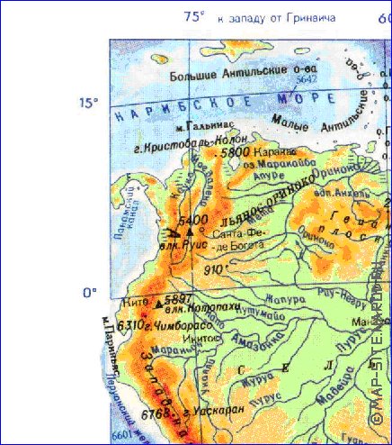 Fisica mapa de America do Sul