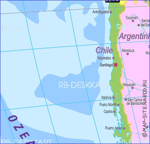 Politico mapa de America do Sul em alemao