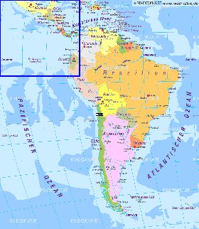 Politique carte de Amerique du Sud en allemand