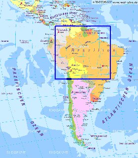 Politique carte de Amerique du Sud en allemand