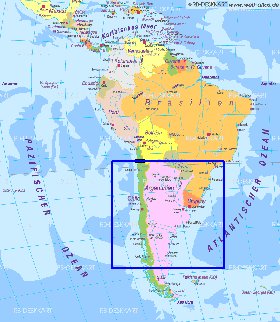Politique carte de Amerique du Sud en allemand