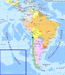 Politique carte de Amerique du Sud en allemand