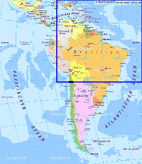 Politique carte de Amerique du Sud en allemand