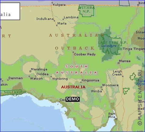 carte de Australie-Meridionale en anglais