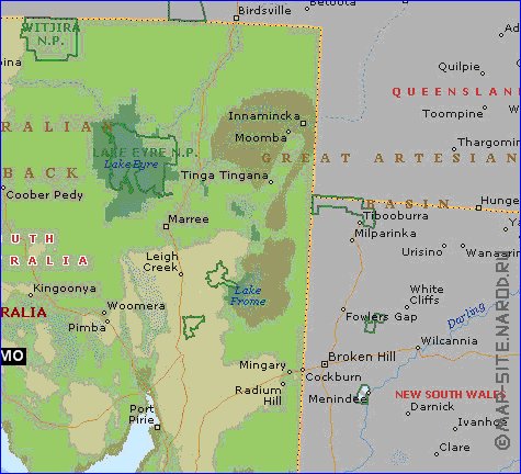 carte de Australie-Meridionale en anglais