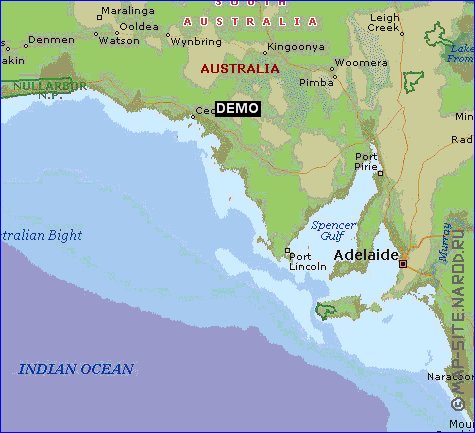 carte de Australie-Meridionale en anglais