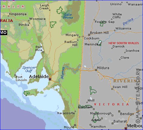 carte de Australie-Meridionale en anglais