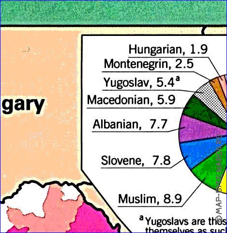 Administrativa mapa de Jugoslavia em ingles