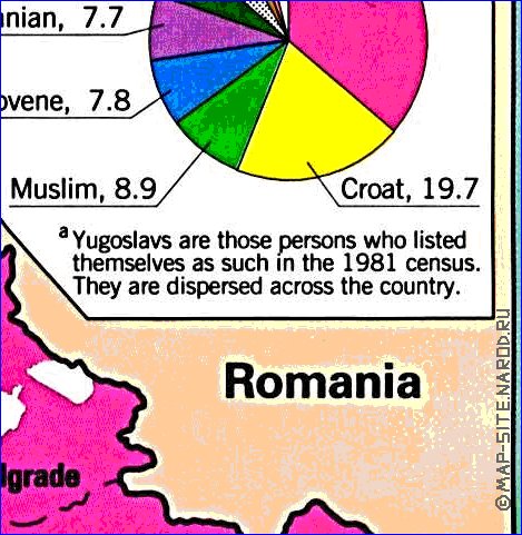 Administrativa mapa de Jugoslavia em ingles