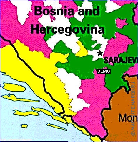 Administrativa mapa de Jugoslavia em ingles