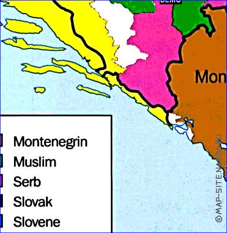 Administrativa mapa de Jugoslavia em ingles