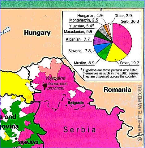 Administratives carte de Yougoslavie en anglais