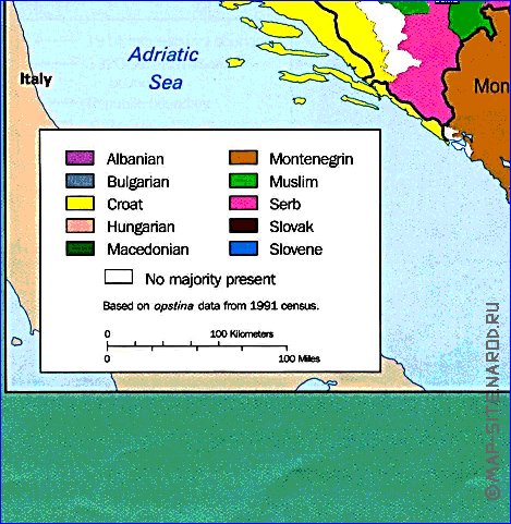 Administratives carte de Yougoslavie en anglais