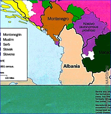 Administrativa mapa de Jugoslavia em ingles