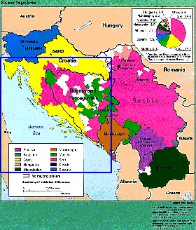 Administratives carte de Yougoslavie en anglais