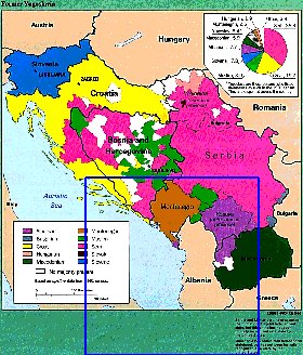 Administrativa mapa de Jugoslavia em ingles