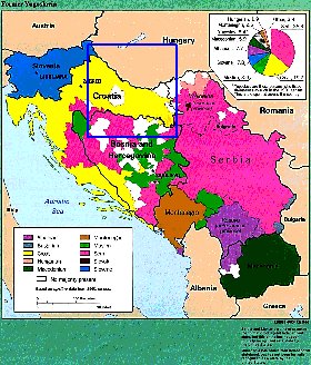 Administrativa mapa de Jugoslavia em ingles