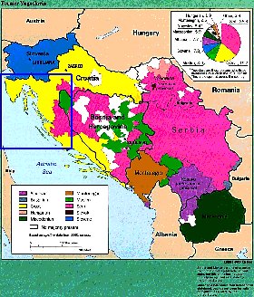 Administrativa mapa de Jugoslavia em ingles