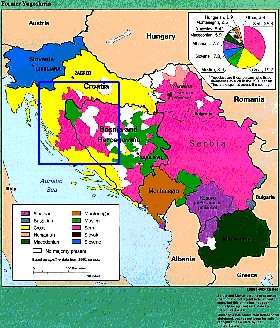 Administratives carte de Yougoslavie en anglais