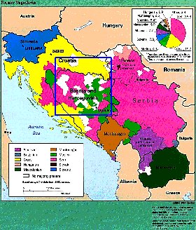 Administrativa mapa de Jugoslavia em ingles