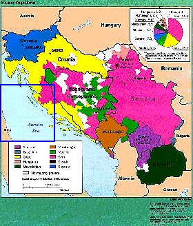 Administrativa mapa de Jugoslavia em ingles