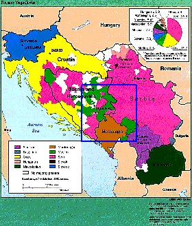 Administratives carte de Yougoslavie en anglais