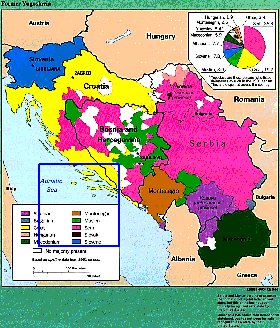 Administratives carte de Yougoslavie en anglais