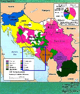 Administrativa mapa de Jugoslavia em ingles