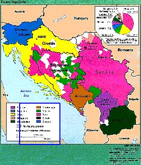 Administrativa mapa de Jugoslavia em ingles