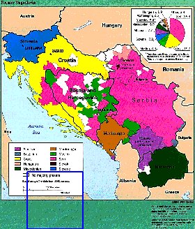 Administrativa mapa de Jugoslavia em ingles