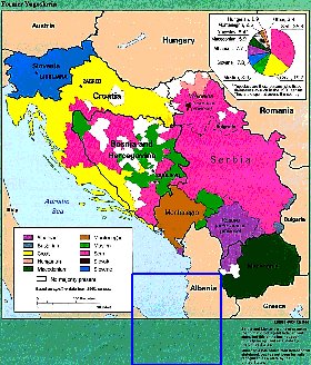 Administrativa mapa de Jugoslavia em ingles