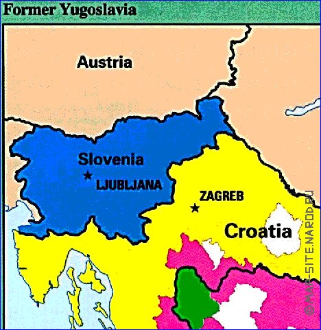 Administrativa mapa de Jugoslavia em ingles