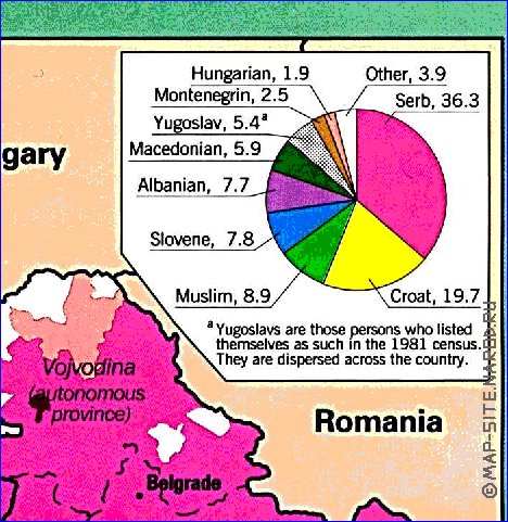 Administratives carte de Yougoslavie en anglais