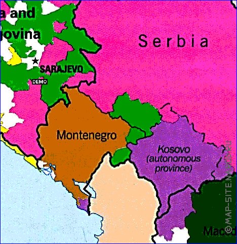 Administrativa mapa de Jugoslavia em ingles