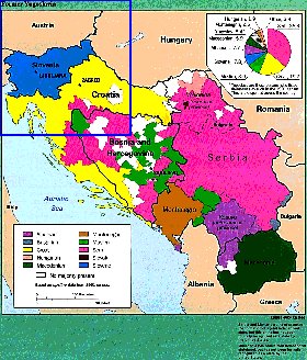 Administrativa mapa de Jugoslavia em ingles