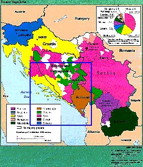 Administrativa mapa de Jugoslavia em ingles