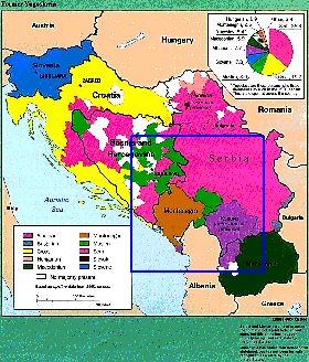 Administrativa mapa de Jugoslavia em ingles