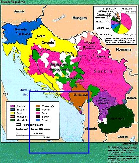 Administratives carte de Yougoslavie en anglais