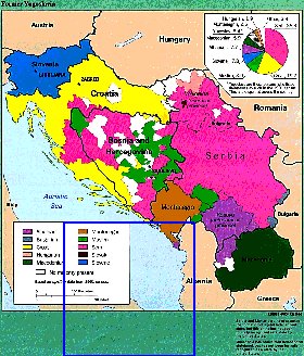 Administrativa mapa de Jugoslavia em ingles