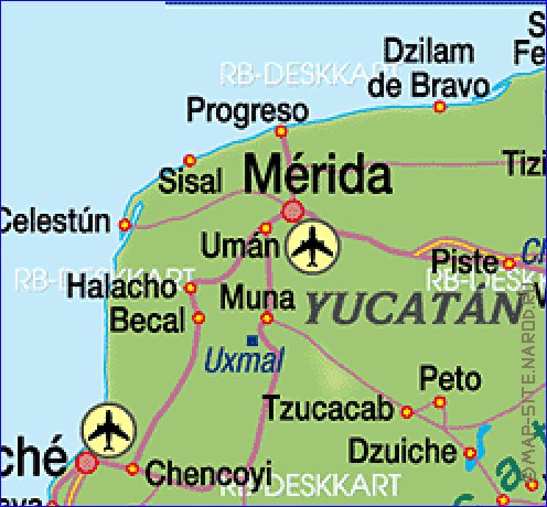 carte de  etat Yucatan en allemand