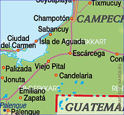 carte de  etat Yucatan en allemand