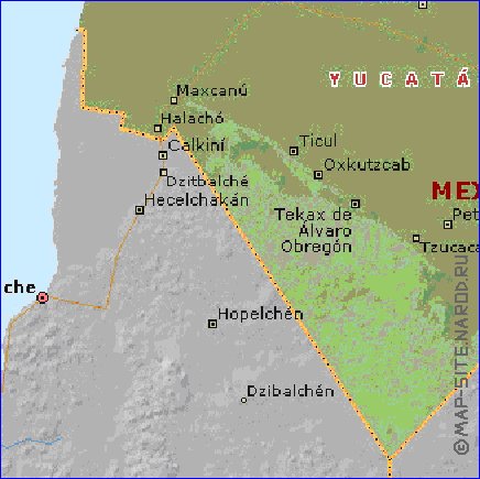 mapa de  estado Iucata