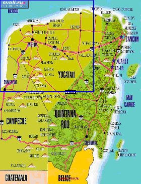 mapa de Peninsula de Iucata