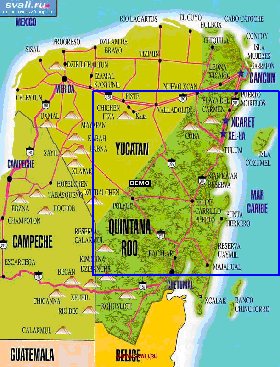 carte de Peninsule du Yucatan