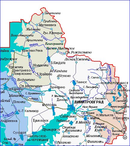 carte de Oblast d'Oulianovsk