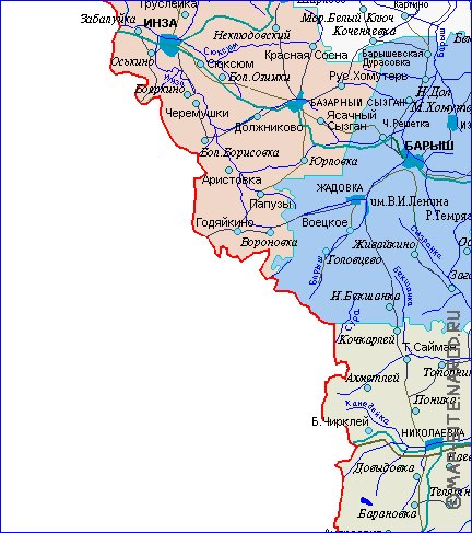 carte de Oblast d'Oulianovsk