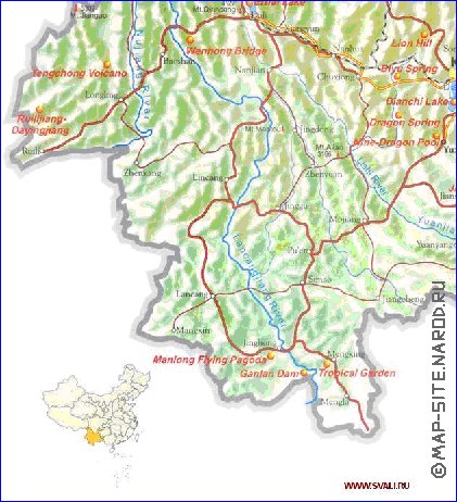 carte de Yunnan